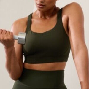 Athleta NWT Train Free Bra Aspen Olive Green D-DD Size XS Removable Pads Strappy